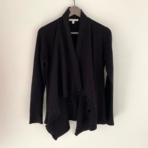 Black Thick Knit Open Front Cardigan